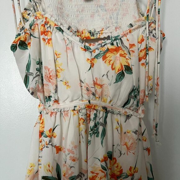 American Eagle Silky Ruched Midi Dress, Size M - Floral Print - Picture 3 of 6
